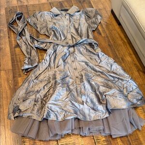 BCBGMaxAzria Silver-Gray Pinstripe Button-Up luxury collection dress